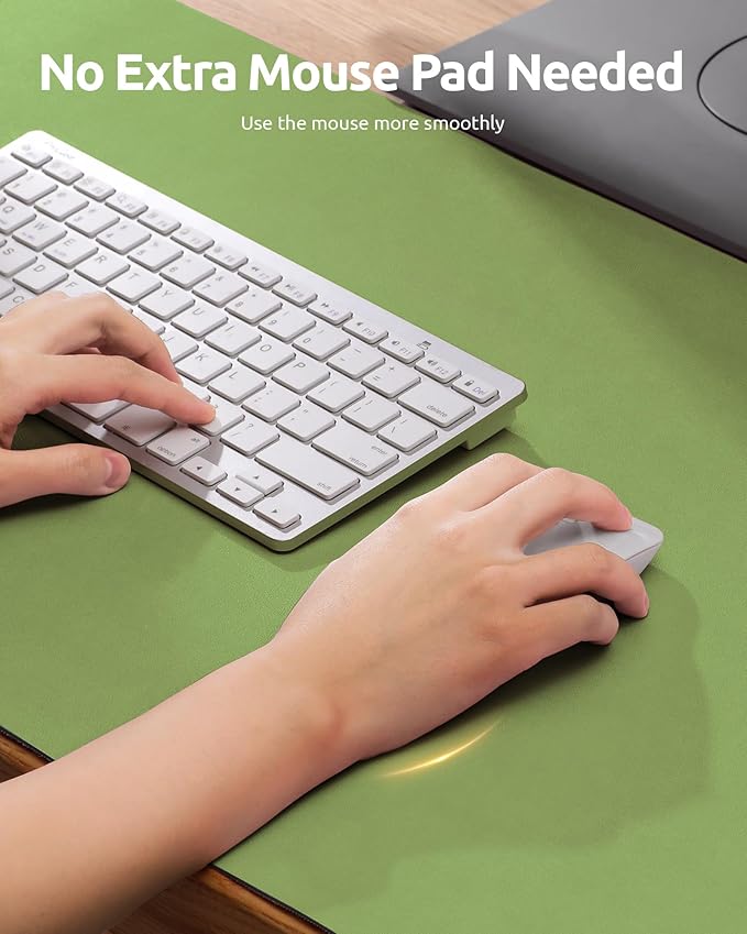 YSAGi Leather Desk Protector, Office Mat, Large Mouse Mat, Non-Slip PU Leather Blotter, Laptop Pad, Waterproof Writing Pad for Office and Home (Leaf Green, 23.6" x 13.8")