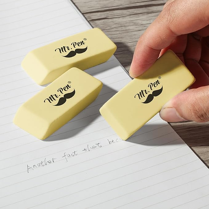 Mr. Pen- Erasers, 12 Pack, Yellow Pencil Eraser, Erasers for Pencils, Mr Pen Erasers, Erasers for School, Large Eraser, Block Erasers for School, Rubber Eraser, Large Erasers for School