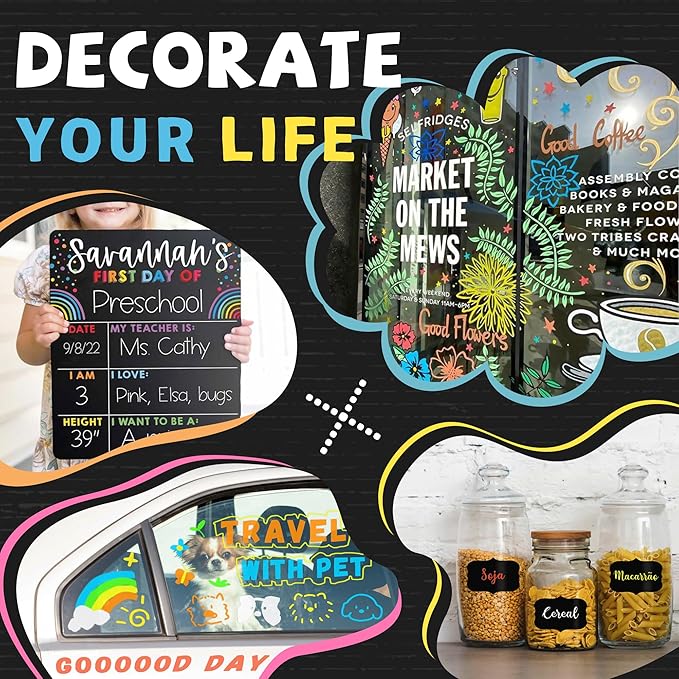 Window Chalk Markers for Glass Washable, 10 Colors Jumbo Liquid Chalk Marker with 10mm 3 in 1 Nib Thick Wide Tips, Big Chalkboard Markers, Car Paint Pen for Auto, Bistro, Mirror, Poster, Blackboards