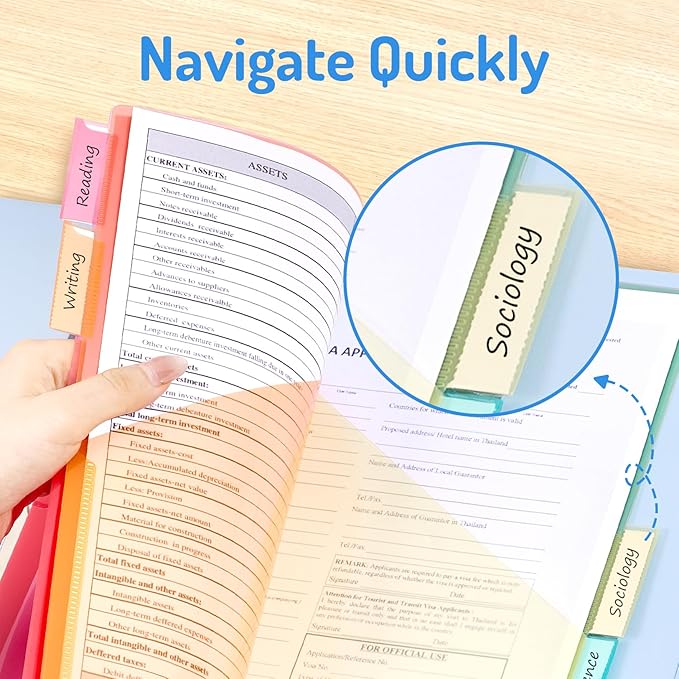 Forvencer 5 Count Dividers with Pockets, 5 Tab Dividers for 3 Ring Binder with Pockets, Subject Dividers with Pockets, Premium Quality Notebook Dividers with Pockets, Multicolor, 1 Set