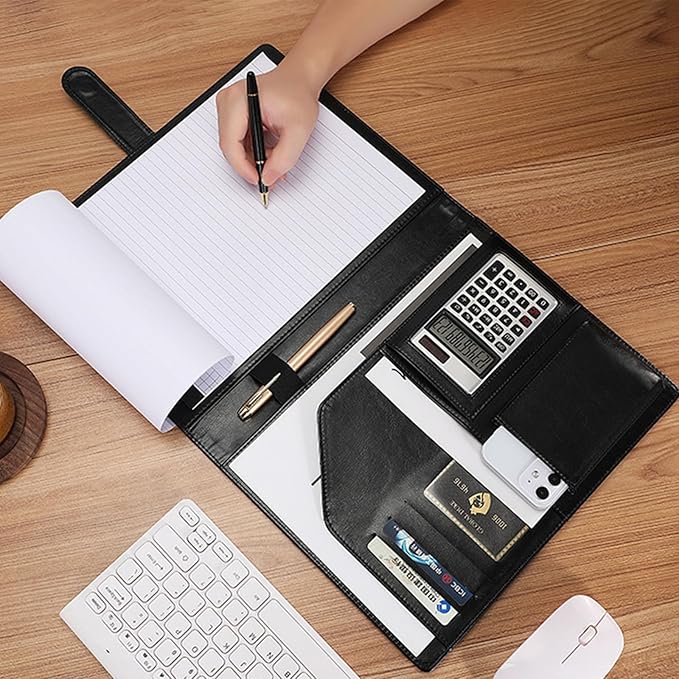 Personalized Portfolio - Customized Leather Portfolio with Personalized Logo or Text - Ideal for Resumes, Interviews, and Professional Business Use, Brown