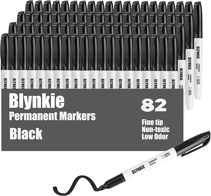 Permanent Markers Bulk Fine Tip 82 Pack, Waterproof Markers, Premium Smear Proof Pens, Quick Drying, Office Supplies for School, Office, Home