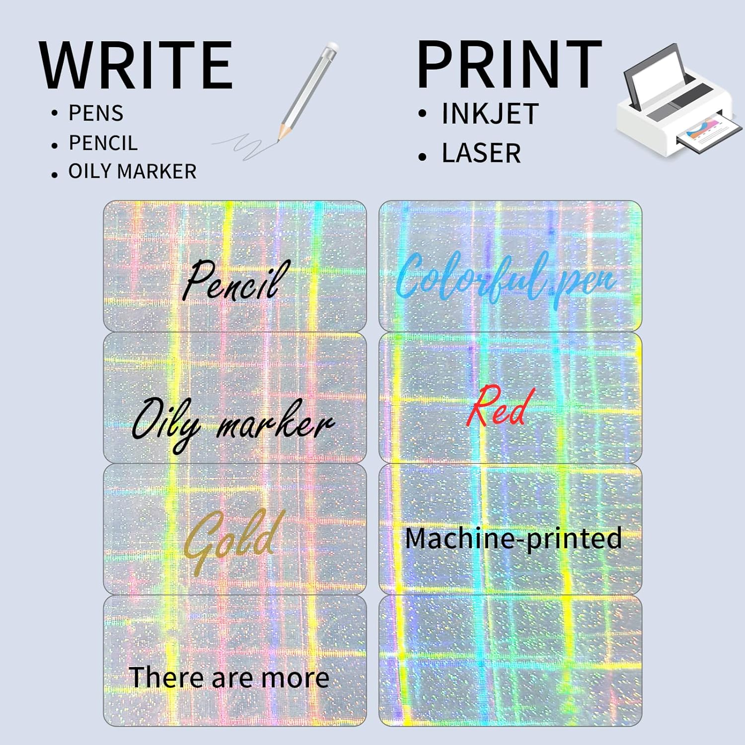 STARLIBOO Shipping Labels Stickers, 2"×4" Printable Holographic Mailing Labels for Laser/Inkjet Printing, Permanent Adhesive Sticker (Holographic Shiny)