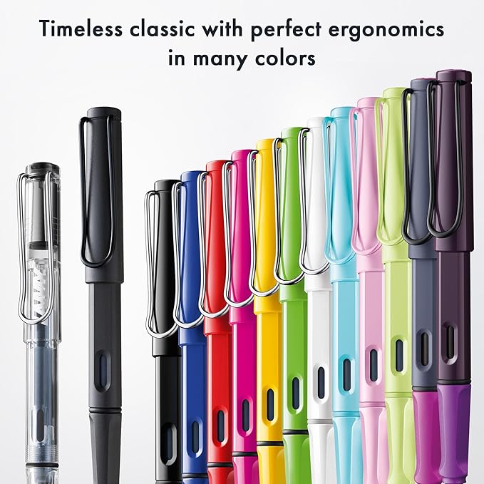 LAMY safari pink cliff - Fountain Pen with ergonomic grip & polished steel nib in size M - ideal for any Writing & Calligraphy - including LAMY T 10 blue cartridge - Right-Handed