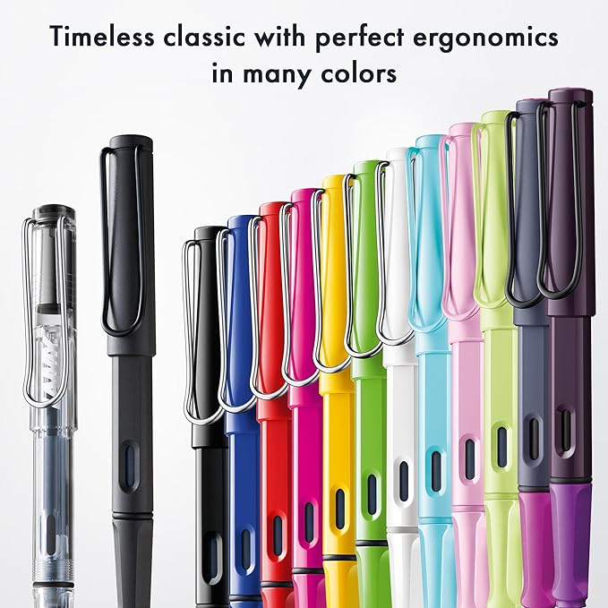 LAMY safari violet-blackberry - Fountain Pen with ergonomic grip & polished steel nib in size F - ideal for any Writing & Calligraphy - including LAMY T 10 blue cartridge - Right-Handed