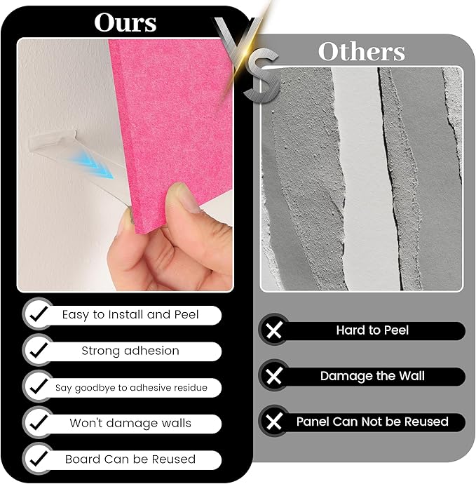 Felt Bulletin Board Felt Wall Tiles 12 Pack- 47"x35" Large Cork Board/Cork Tiles Alternative Safe Removable Felt Boards for Walls Felt Board for Office Felt Pin Board Pink