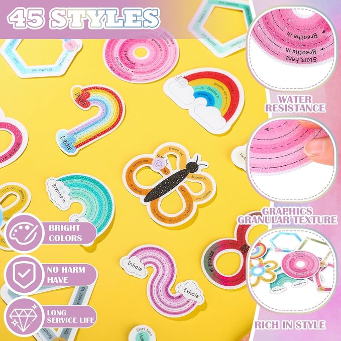 80 Pcs Anxiety Sensory Stickers with Inspirational Quotes Calm Textured Strips Relief Mental Health Stickers School Office Adhesive Sensory Tape Anti Stress Toys for Adults Teens (Fresh)