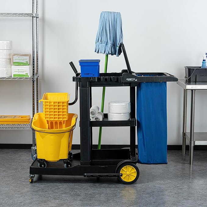 Restaurantware-Janitor CART Bag ONLY: Clean Tek Professional 16.93 x 10.63 x 29.53 Inch Janitorial Cart Bag, 1 Heavy-Duty Bag - Janitor Cart Sold Separately, Durable, Blue Plastic Replacement Bag