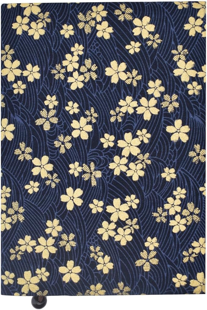 BLBMH A5 Book Cover for Paperbacks- Adjustable Fabric Book Sleeve Cover Protector Fit for 5.5x8.2 inch Hardcover Softcover Book Novels Notebook -Blue Cherry Blossoms