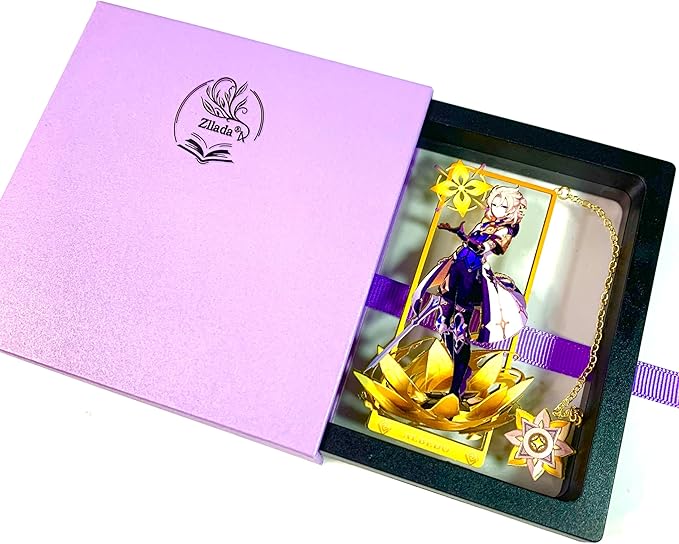 Metal Bookmarks - Genshin Impact Albedo Bookmarks with 3D Display Box - Perfect Birthday Gifts for Book Lovers