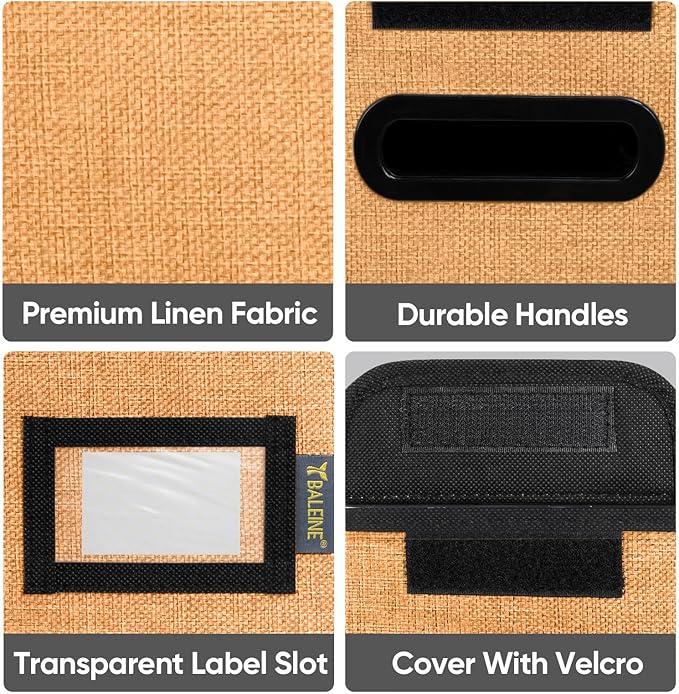 BALEINE File Organizer Box with Lid, Collapsible File Folder Organizer with Plastic Slide, Hanging File Folder Box for Office Document Storage (2 Pack, Orange, S)