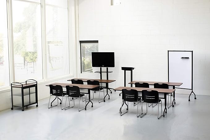 Safco Products 8912BL Mobile Lectern with Stoarge, Ideal for Office and Classroom Presentations, 4 Locking Wheels, Black