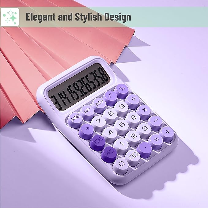 Mr. Pen- Mechanical Switch Calculator, 12 Digits, Large LCD Display, Purple Calculator Big Buttons, Mechanical Calculator, Calculators Desktop Calculator, Cute Calculator, Aesthetic Calculator