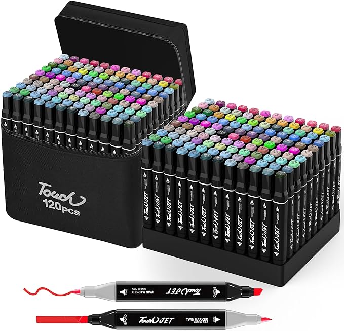 Alcohol Markers, 120 Colors Dual Tip Art Markers, Drawing Markers, Coloring Marker for Kids Sketching Adult Coloring