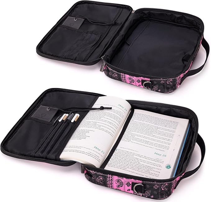 Montana West Bible Book Covers for Women Canves Bible Cases with Zippered Pocket Bible Bags Handheld Crossbody Church Bible Study Supplie