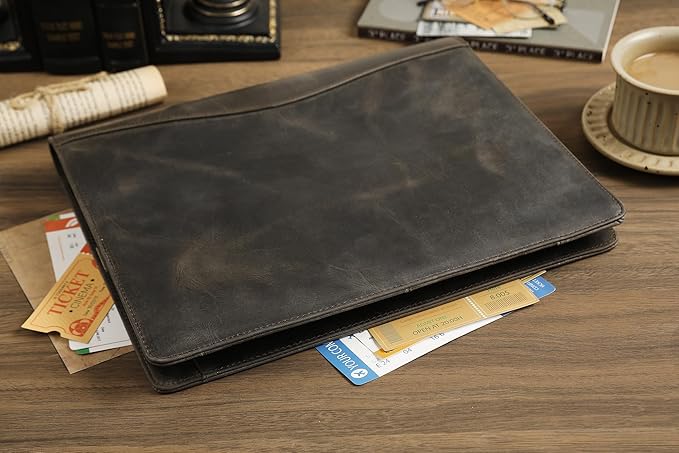 Personalized Leather Portfolio for Lefty, Engraved Leather Notepad Portfolio Binder, Custom Leather Legal Pad Padfolio, Christmas Gift for Him/Her (Notepad, Grey-Custom)