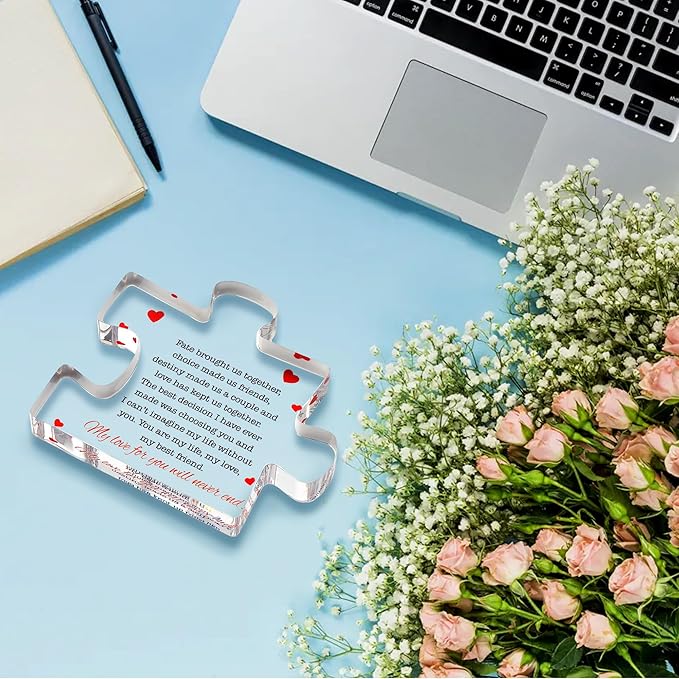 I Love You Gifts for Girlfriend - Cute Couples Gifts for Him and Her - Acrylic Block Puzzle Piece Gifts for Boyfriend - Elegant Gift for Her, Wedding, Valentine's Gift for Him