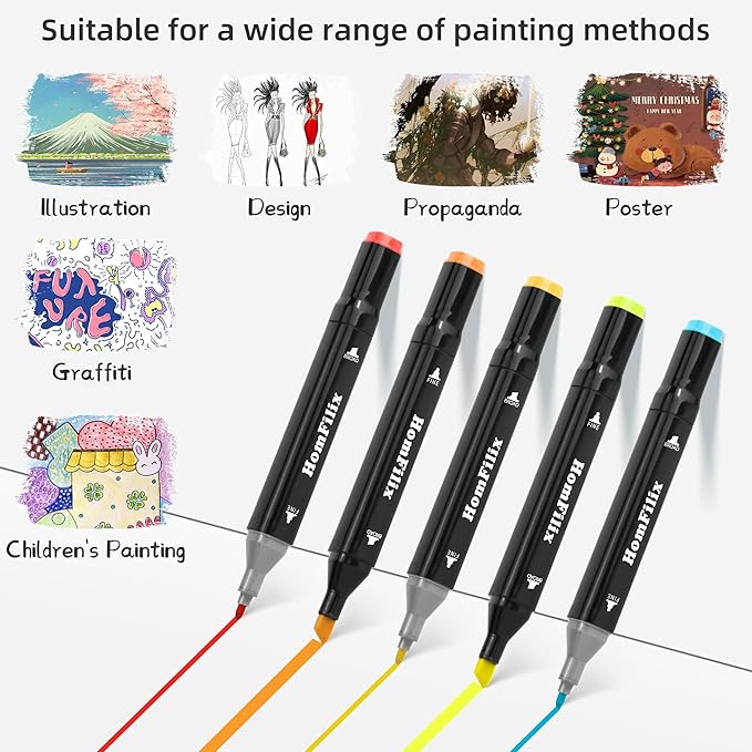 Alcohol Markers, 80 Colors Dual Tip Art Markers, Drawing Markers, Coloring Marker for Kids Sketching Adult Coloring