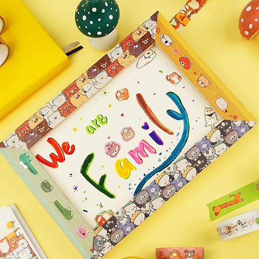 YUBBAEX 20 Rolls Cute Animals Washi Tape Set Gold Silver Foil Masking Cartoon Pets Decorative Tapes