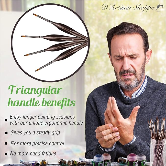 Small Paint Brush Set Craft. 4 pc Flat Paint Brushes for Acrylic Painting Size 1. Model Brush for Dry Brushes Warhammer 40K, Paint by Numbers, Mini Detail Hobby Art Touch Up Miniature Painting