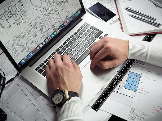 Metal Ruler Kit 12 Inch and 6 Inch, Stainless Steel Rulers with Centimeters, Millimeters, Inches and Conversion Table for Office and School, Easy to Read Metric Rule Set, 2 Pack