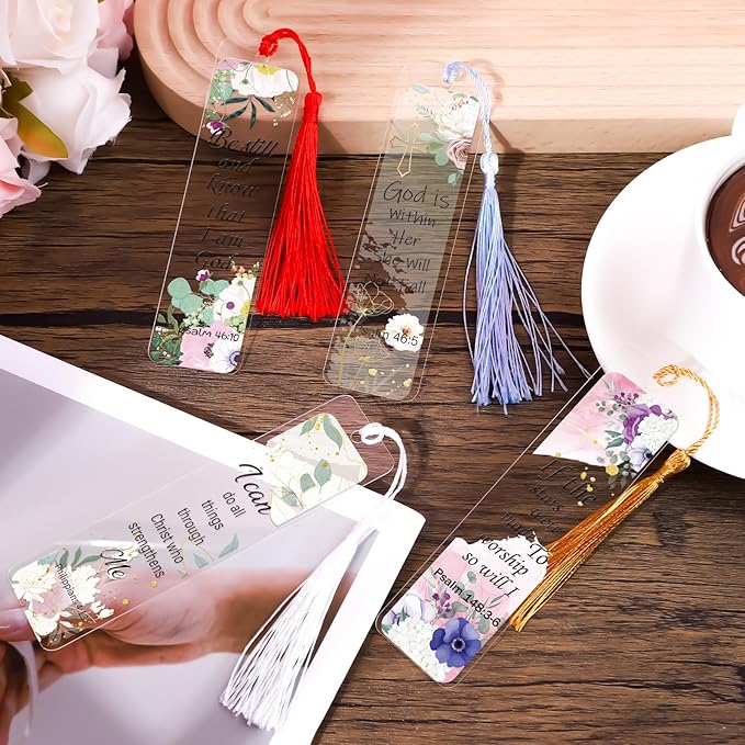 Luvsweeets Christian UV DTF Bookmark Wraps - 24 Sheets Bible Verse UV DTF Decals for Acrylic Bookmarks Religious Faith UVDTF Stickers DIY Blank Bookmarks Rub on Transfers Stickers for Book Lover