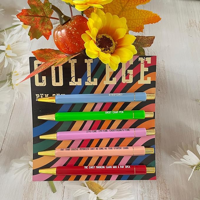 Jxueych Funny Pens 5-Count, Black Ink,Medium Nib 1.0mm, Funny Office Gifts for Coworkers, Personalized Pens Vibrant Funny Quotes Swear Word Daily Pen Set (R)