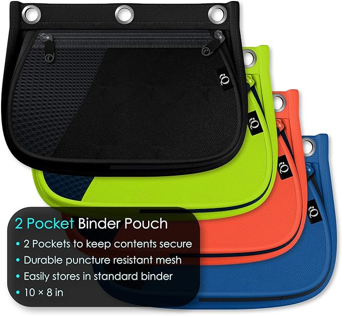 iScholar iQ Expandable Pencil Pouch, 2 Pockets, 3-Hole Pouch, Color Will Vary (55020)