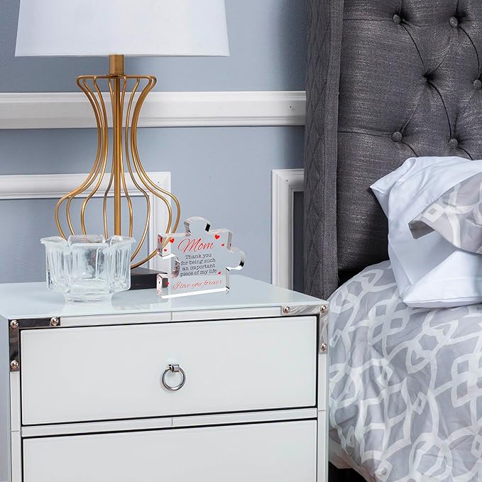 VELENTI Engraved Acrylic Block Puzzle - Mom Present, 4.1 x 3.5 inch - Cool Mom Gift from Daughter, Son, Dad - Heartwarming Birthday