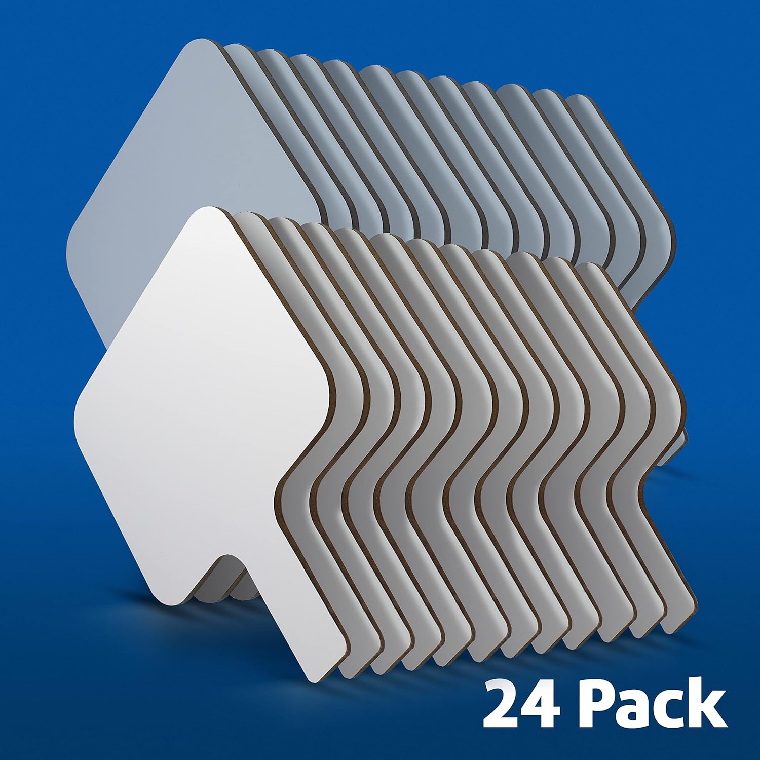 Flipside Products Rectangular Dry Erase Answer Paddles w/Black Dry Erase Marker and Erasers, Auction, Handheld Whiteboard, Handle Response Board, 72 Pieces, Set of 24