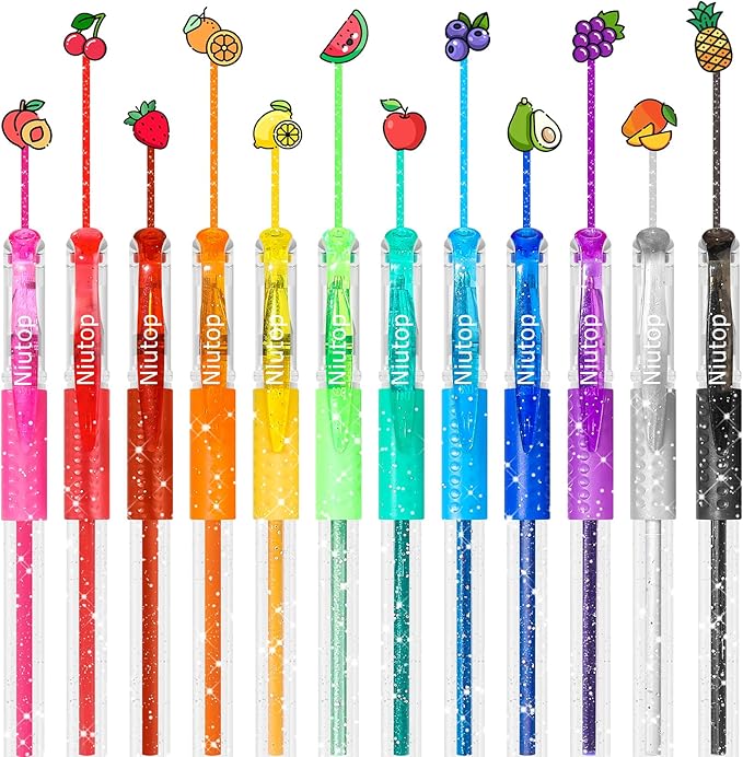 Easter Basket Essentials for Kids, Easter Basket Stuffers Gifts for Teens Adults, 12-Color Scented Glitter Gel Pens, Cute Coloring Pens, Colored Pen Set Fun Stationary,Scrapbook Journaling Supplies