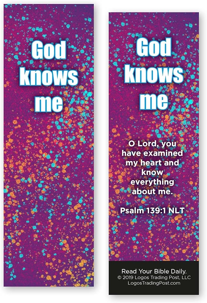 Children and Youth Bookmark, God Knows Me, Psalm 139:1, Pack of 25, Handouts for Classroom, Sunday School, and Bible Study