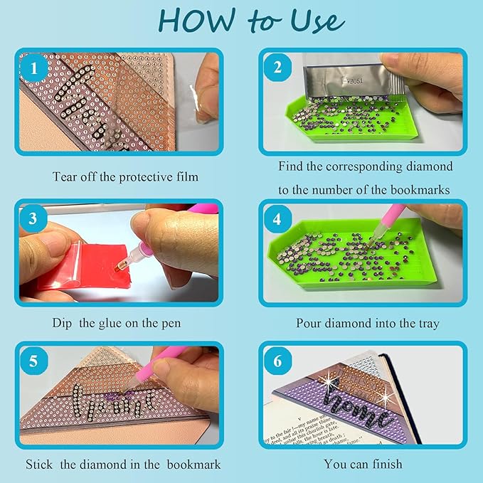 Diamond Art Painting Bookmarks,8Pcs DIY Cute Diamond Art Kits for Adults, Corner Bookmarks Small Crafts Kit for Women Book Lovers (Bible)