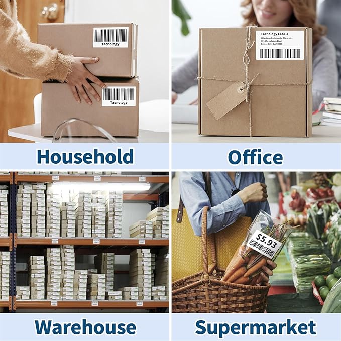 12 Rolls 2.4" x 3.9" Shipping Labels Replacement for Brother DK-1202, 3600 Labels, 1 Detachable Frame, Compatible with Brother QL Printers, Clear & Durable Adhesive