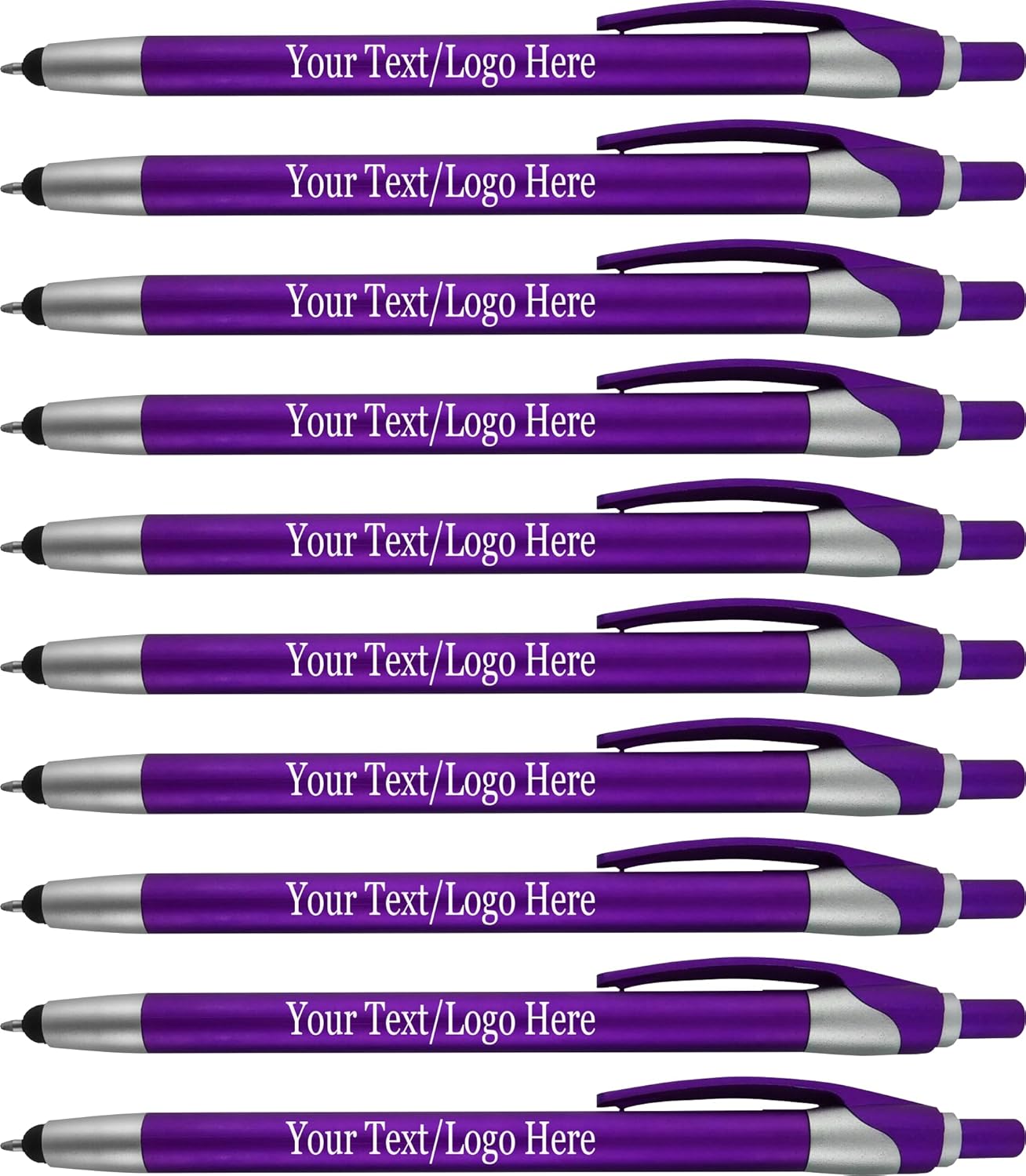 Personalized With your Custom Logo or Text Pens-Pack of 450- for Marketing, Parties, and Events, 2 in 1 Capacitive Stylus & Ballpoint Pen Compatible With Touchscreen Devices, Black Ink, Purple Pens