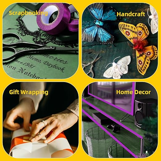 Solid Foil Washi Tape - Low Tack Self Adhesive Decorative Washi Tape Shiny Metallic Color - 3/5 Inch Wide and 66 FT Long Total, Purple