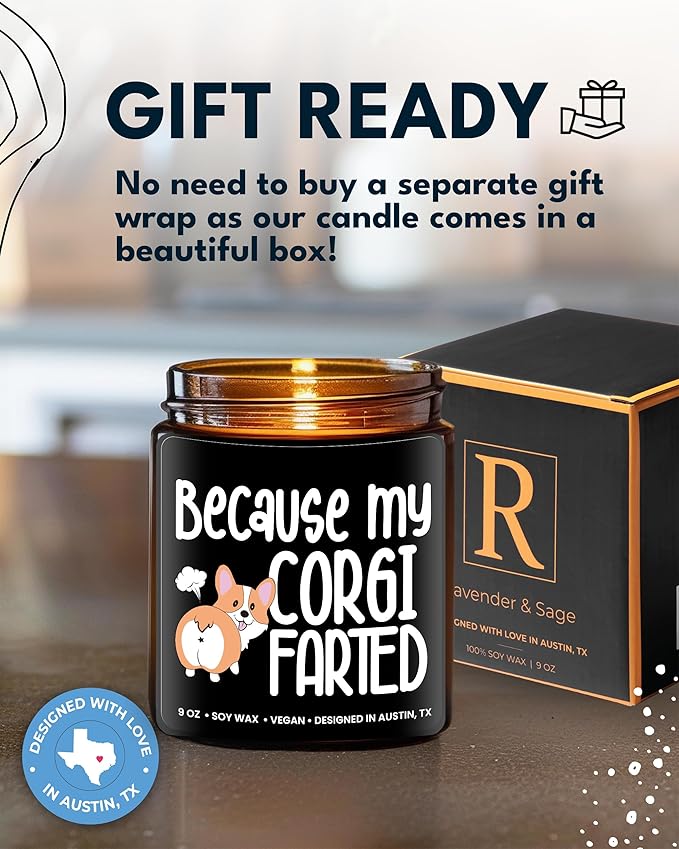 Funny Corgi Candle, Corgi Gifts for Corgi Lovers Women & Men, Corgi Gifts for Him, Cute Corgie Lovers Gift, Unique Corgi Gifts for Her, Ideal Corgie Lovers Gift for Birthday, Christmas, Gift-Ready