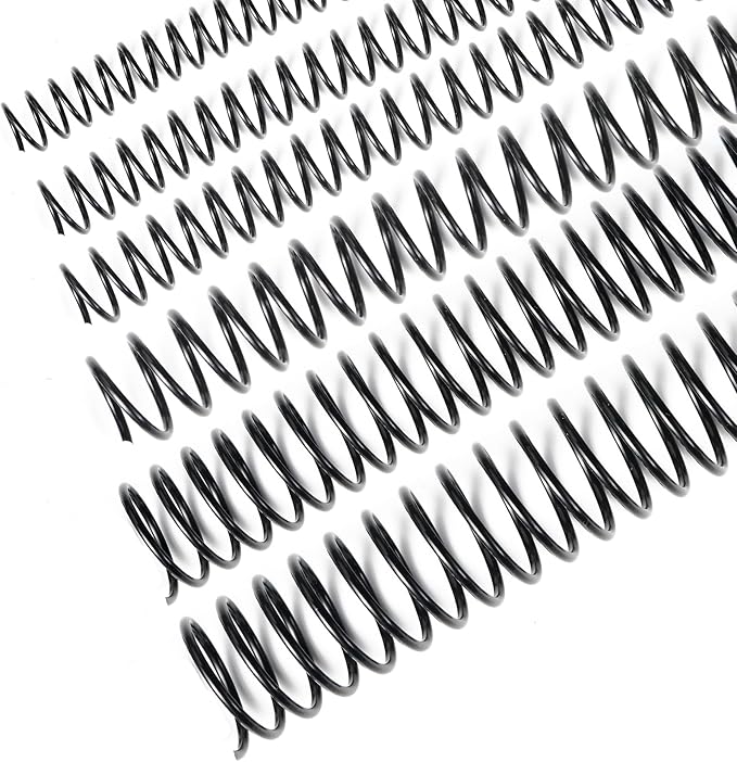 TOTiyea 100 Pack Plastic Spiral Binding Coils, Multi Sizes, 4:1 Pitch, Black, Plastic Binding Spirals (8mm+10mm+12mm+16mm+20mm+25mm, Multi Capacity)