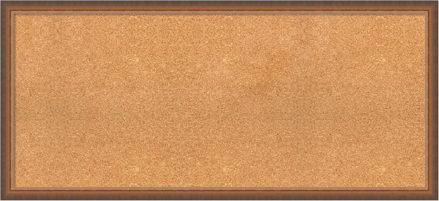 Amanti Art Natural Cork Board for Wall, 20x44 Vision Board with Bronze Frame, Oversize Corkboard Office Decor for Home Organization, Modern Corkboard Pinboard to Display Items for Home Organization