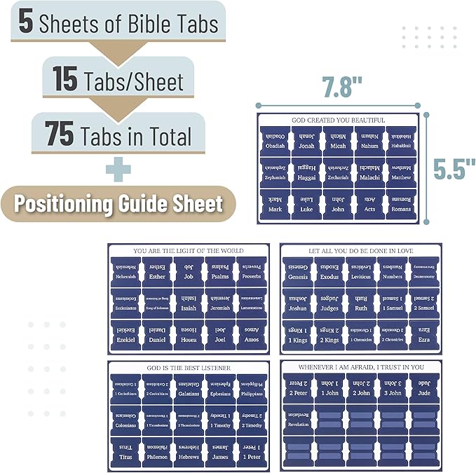 Mr. Pen- Bible Tabs, 75 Tabs, Sapphire Blue, Laminated Bible Tabs for Women and Men, Bible Tabs for Study Bible, Bible Index Tabs, Bible Book Tabs, Bible Labels Tabs, Mr Pen Bible Tabs