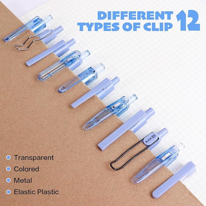 Tetragonal tree- 12Pcs Gel Pens Set, 11Pcs Black Ink Pens and 1Pcs Highlighter, Retractable 0.5mm Fine Point Cute Note Taking Pens for Office School (Navy bluen)