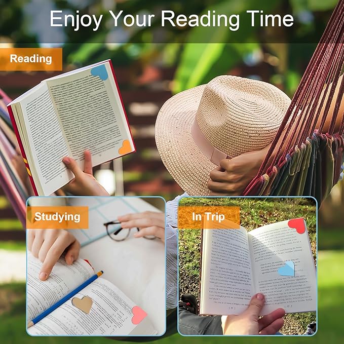 10 Pack Heart Cute Magnetic Bookmarks Bulk for Books, Assorted Magnetic Page Corner Bookmarks for Book Lovers,Kids,Women,Men,Teachers,Students,Birthday Christmas Graduation (Multicolor)