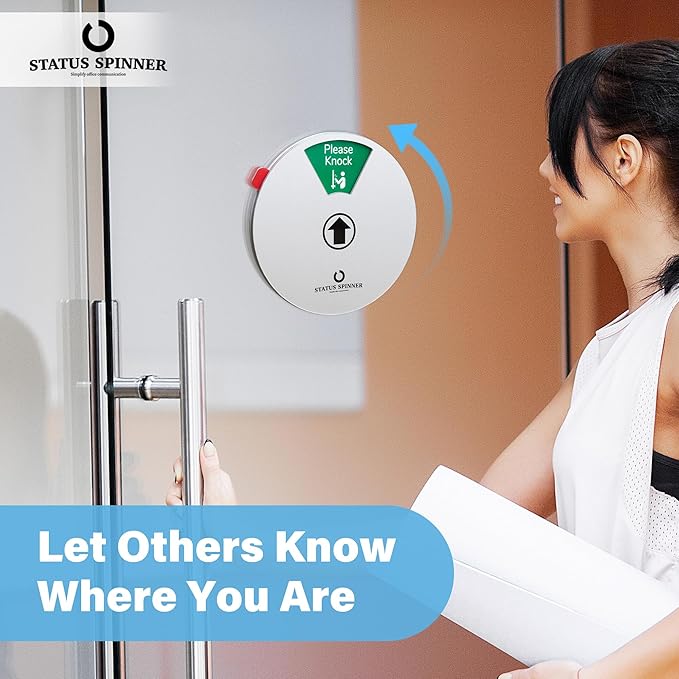 Out Of Office Sign for Door, 6 Options Status Privacy Sign Do Not Disturb, Working Remotely, In Out Sign Available and Away