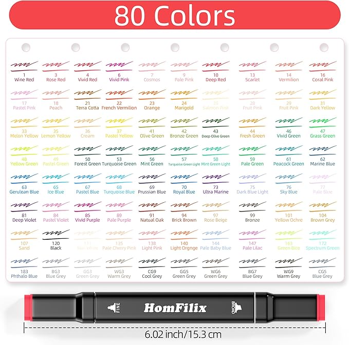 Alcohol Markers, 80 Colors Dual Tip Art Markers, Drawing Markers, Coloring Marker for Kids Sketching Adult Coloring