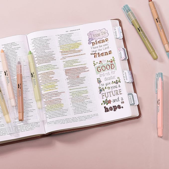 Mr. Pen Bible Highlighters, Vintage Colors, 8 Pack, Non Bleeding, Gel Pen Highlighter