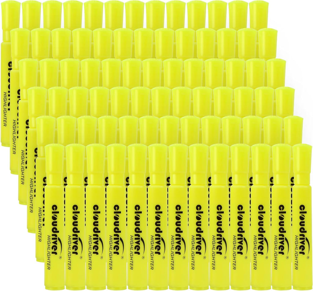 cloudriver Highlighters Bulk Pack of 78, Yellow Highlighter, Chisel Point, Quick Drying Ink, Highlighters Suitable For Classroom, Office And Shop