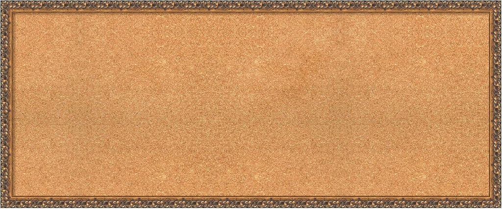 Amanti Art Natural Cork Board for Wall, 20x48 Vision Board with Bronze Frame, Oversize Corkboard Office Decor for Home Organization, Traditional Corkboard Pinboard to Display Items for Home