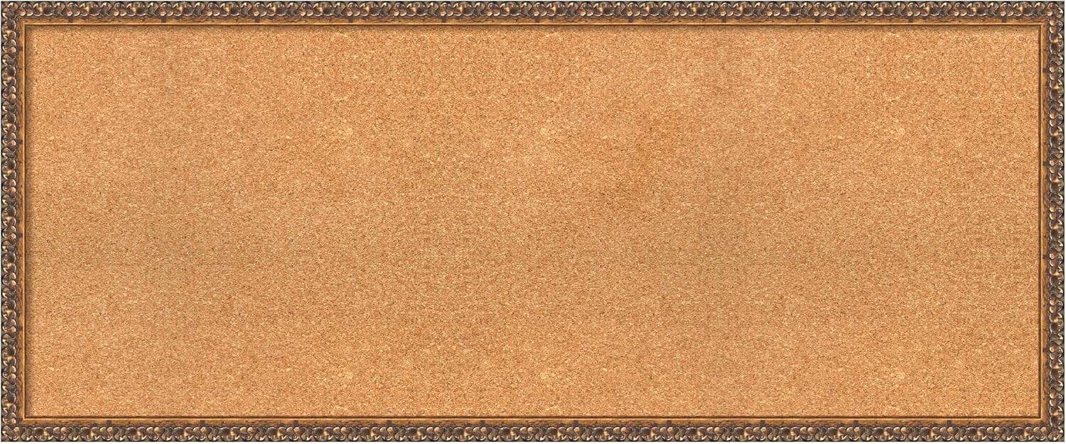 Amanti Art Natural Cork Board for Wall, 20x48 Vision Board with Bronze Frame, Oversize Corkboard Office Decor for Home Organization, Traditional Corkboard Pinboard to Display Items for Home