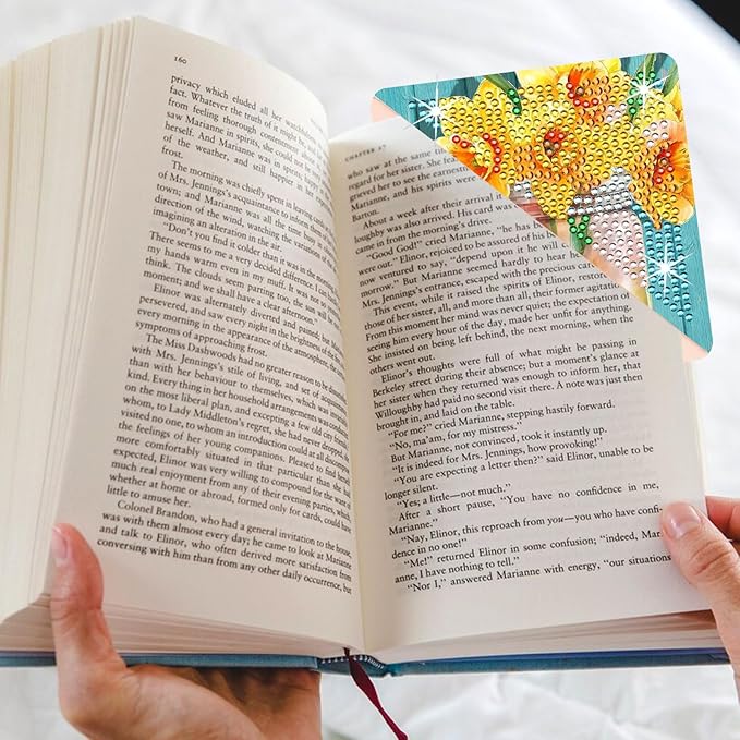 Diamond Art Painting Bookmarks,8Pcs DIY Cute Diamond Art Kits for Adults, Corner Bookmarks Small Crafts Kit for Women Book Lovers (Vase Flower)