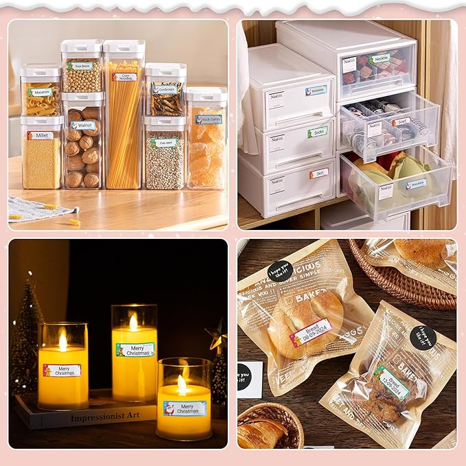 ORGBRO X1 Label Maker Tape, Genuine Thermal Label Print Paper 0.47"×1.57"(12×40mm), Standard Laminated Office Labeling Tape Replacement, 160 Tapes/Roll, 3-Roll, Joyful Patterns